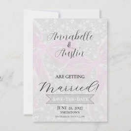 Invitación Lazo transparente coquette en rosa Aviso de guarda