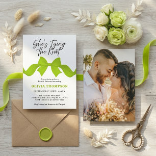 Invitación Lazo Verde Lima Anudando la Foto del Shower Nupcia