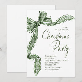 Invitación Lazo verde navideño caprichoso y funky para fiesta