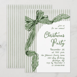 Invitación Lazo verde navideño caprichoso y funky para fiesta