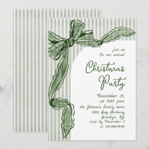 Invitación Lazo verde navideño caprichoso y funky para fiesta