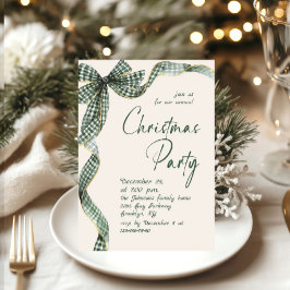 Invitación Lazo verde navideño caprichoso y funky para fiesta