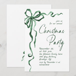 Invitación Lazo verde navideño caprichoso y funky para fiesta