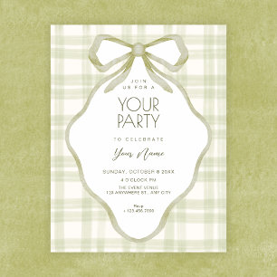Invitación Lazo verde suave pastel