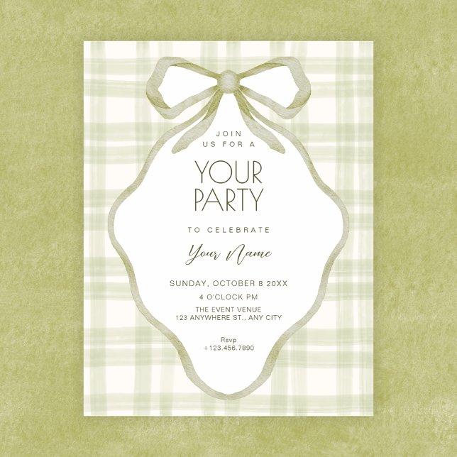 Invitación Lazo verde suave pastel (Subido por el creador)