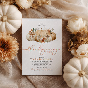Invitación Lazos de calabaza para cena de Acción de Gracias r