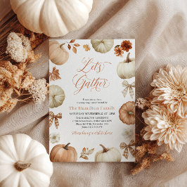Invitación Lazos de calabaza para la cena de Acción de Gracia