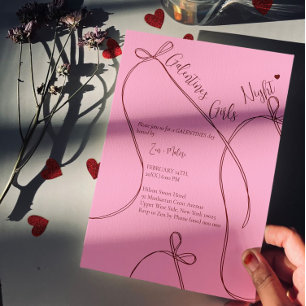 Invitación Lazos de cinta – Noche de Galentines moderna para
