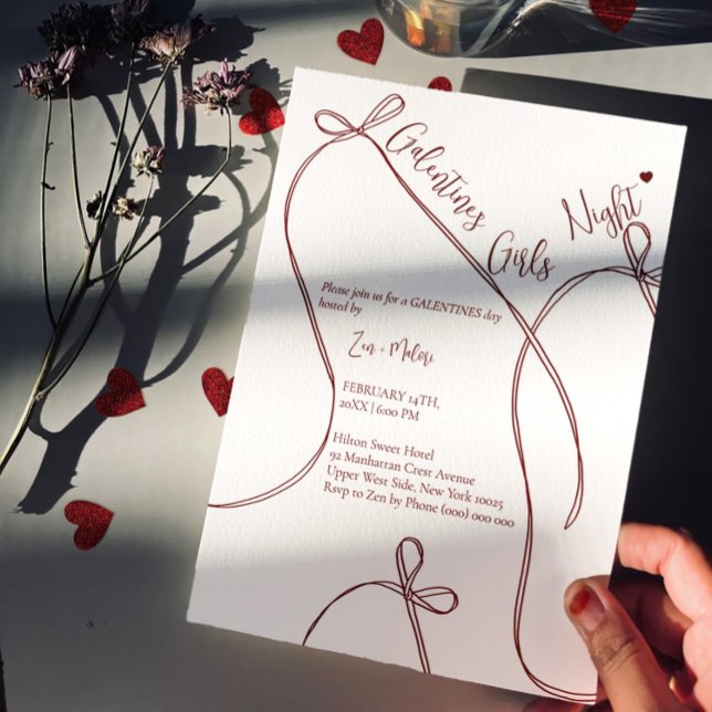 Invitación Lazos de cinta – Noche de Galentine's moderna para (Subido por el creador)