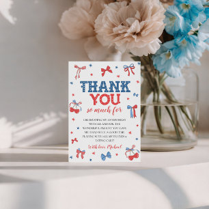 Invitación Lazos de Coqueta Patriótica Cumpleaños Gracias