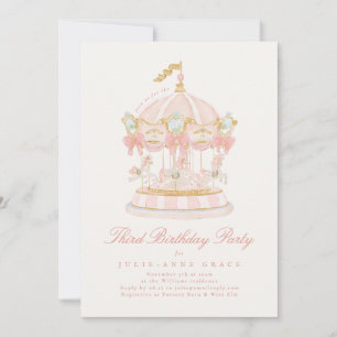 Invitación Lazos de Cuento de Hadas Rosa Niña Cumpleaños Fies