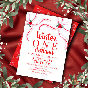 Invitación Lazos de Navidad dibujados a mano Fiesta de cumple