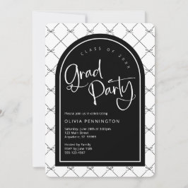 Invitación Lazos de Niña Negros y Blancos Patrón Fiesta de Gr