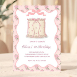 Invitación Lazos de pastel vintage coquette rosa cumpleaños