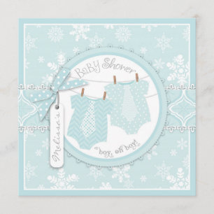 Invitación Lazos del invierno y muchachos gemelos Baby Shower