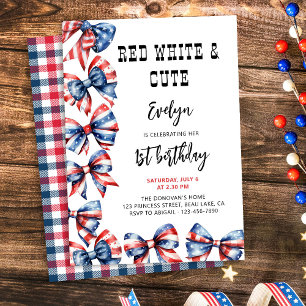Invitación Lazos Lindos Rojo Blanco y Cumpleaños de Niños de 