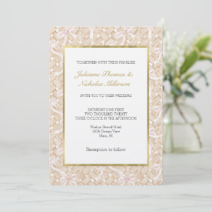 Invitación Lazos Rosa Sonrojo Tejido de Cesta Falso Boda