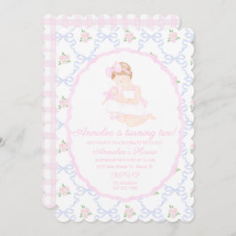 Invitación Lazos rosados de Dolly y yo Grandmillennial elegan