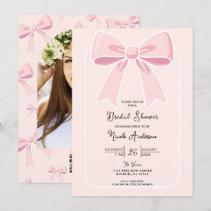 Invitación Lazos Rosados Dulce Coqueta Chic Cottage Despedida