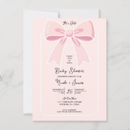 Invitación Lazos Rosados Dulce Encantadora Elegancia de Cabañ