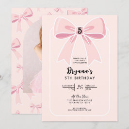 Invitación Lazos Rosados Fiesta de Cumpleaños Coqueta y Linda