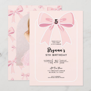 Invitación Lazos Rosados Fiesta de Cumpleaños Coqueta y Linda