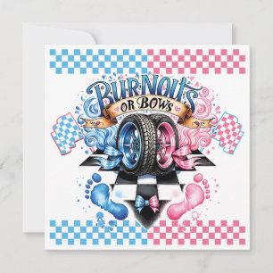 Invitación Lazos y llantas rosas y azules para revelación de