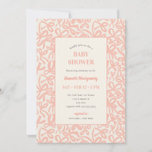 Invitación Lazos y Moños Suaves de Terracota Rosa Baby Shower