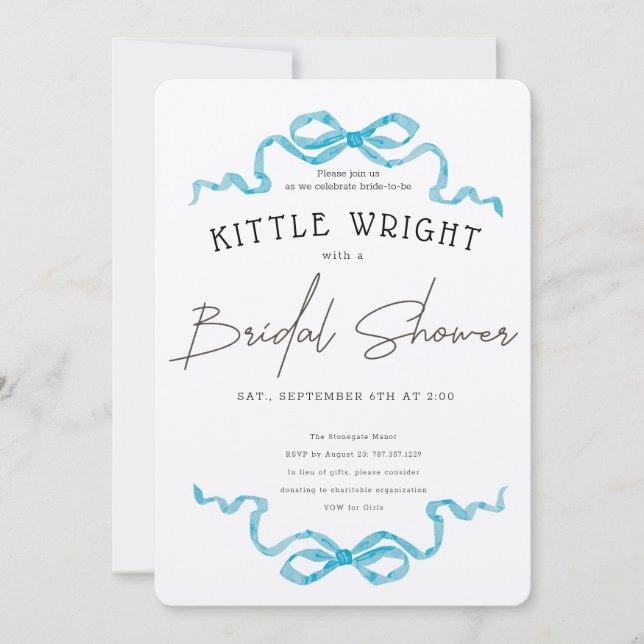 Invitación Lazos y roma ducha de novias (Anverso)