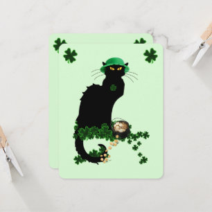 Invitación Le Chat Noir Clover Día de San Patricio