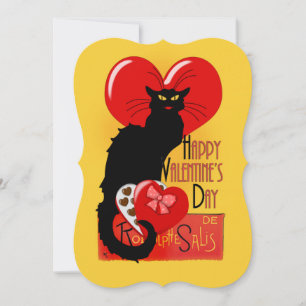 Invitación Le Chat Noir Corazones de Caramelo Día de San Vale