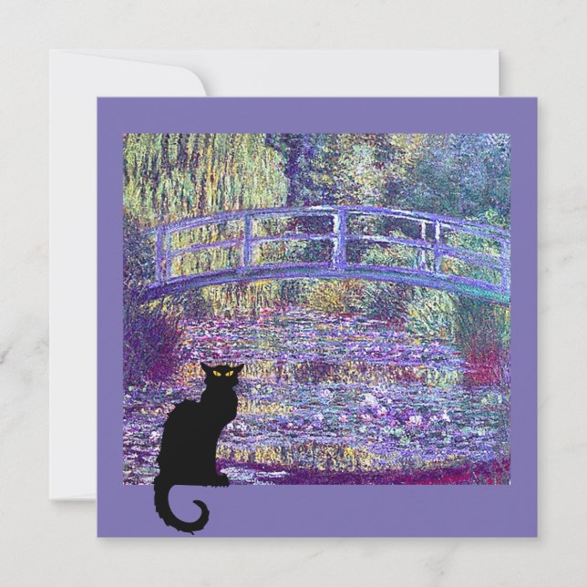 Invitación Le Chat Noir y el puente japonés Monet, (Anverso)