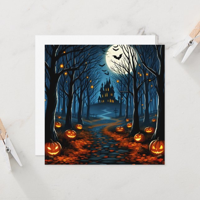 Invitación Le chemin de la forêt hantée- Halloween (Anverso/Reverso In Situ)