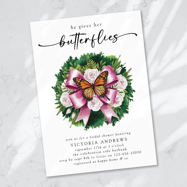 Invitación Le da a sus mariposas ducha de novias (Subido por el creador)