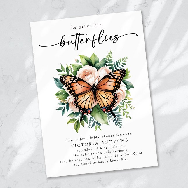 Invitación Le da a sus mariposas ducha de novias (Subido por el creador)