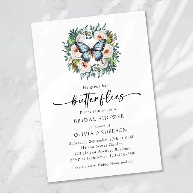 Invitación Le da a sus mariposas ducha de novias (Subido por el creador)