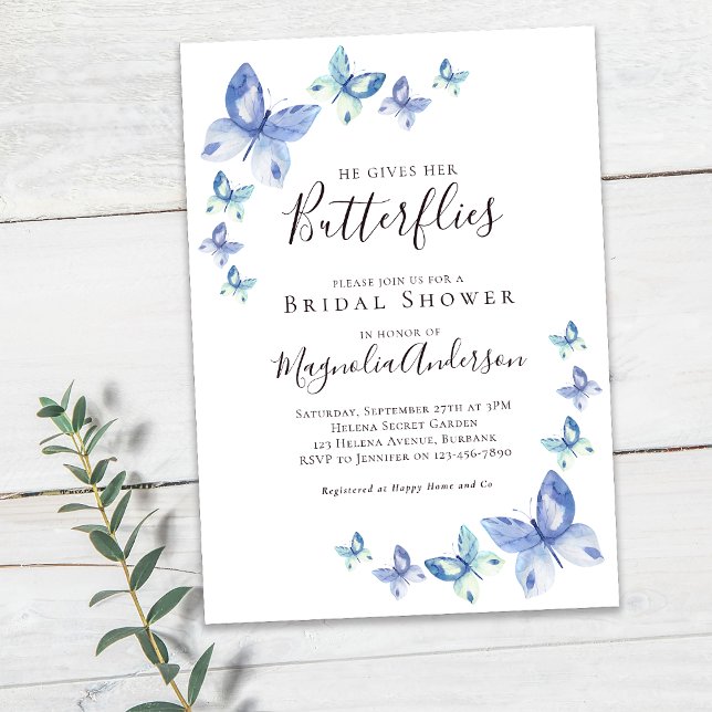 Invitación Le da a sus mariposas ducha de novias (Subido por el creador)
