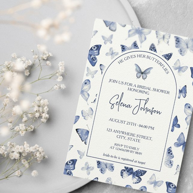 Invitación Le da mariposas | Ducha de novia (He gives her butterflies | Butterfly Bridal Shower Invitation)