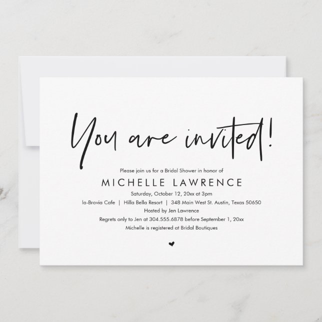 Invitación Le invitamos a la moderna ducha de novias Casual (Anverso)