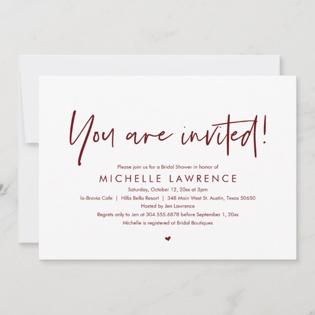 Invitación Le invitamos a la moderna ducha de novias Casual  (Anverso)