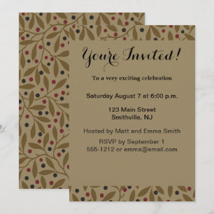 Invitación Leaf Berry Classic Colored Bonito Pattern Art