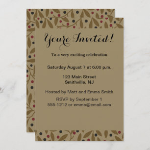 Invitación Leaf Berry Classic Colored Bonito Pattern Art