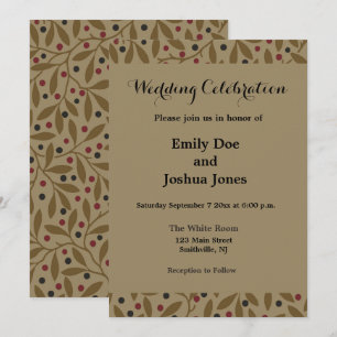 Invitación Leaf Berry Classic Colored Bonito Pattern Art