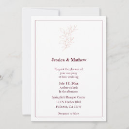 Invitación Leaf blanco y rosa simple | Boda moderno