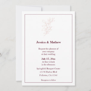 Invitación Leaf blanco y rosa simple   Boda moderno