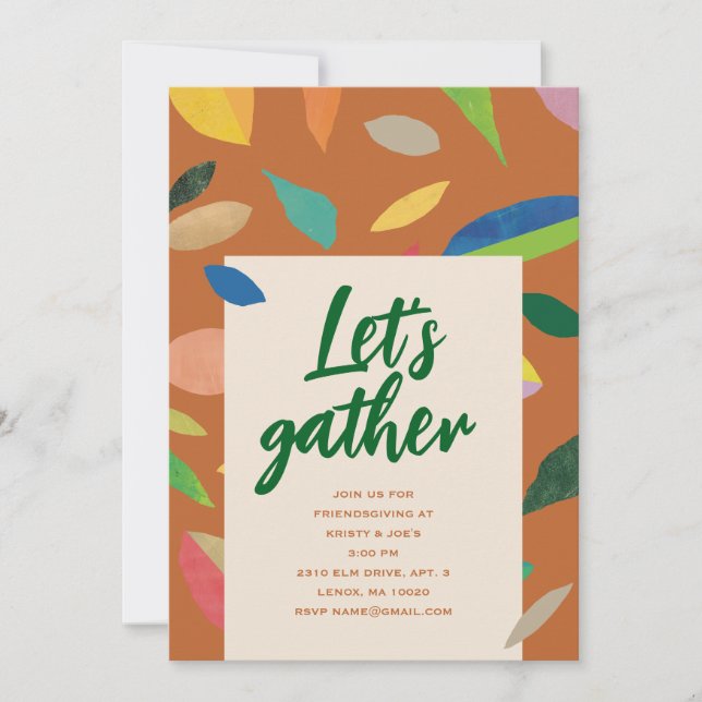 Invitación Leaf Drop Pumpkin Party Invitation (Anverso)