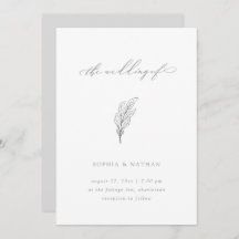 Leaf minimalista | Elegante Boda blanco y gris