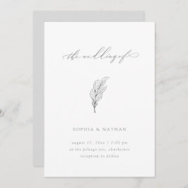 Invitación Leaf minimalista | Elegante Boda blanco y gris