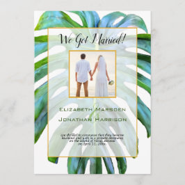 Invitación Leaf tropical recién casado Boda de guión gráfico