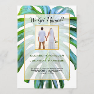 Invitación Leaf tropical recién casado Boda de guión gráfico